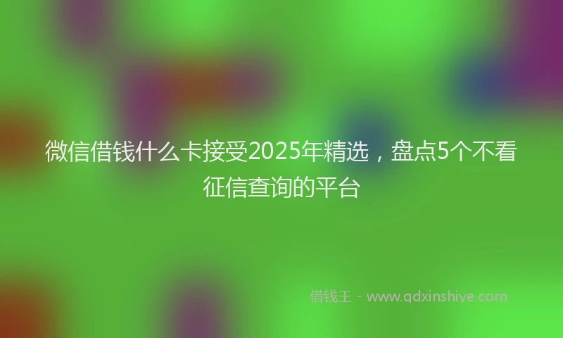 微信借钱什么卡接受2025年精选，盘点5个不看征信查询的平台