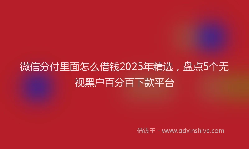 微信分付里面怎么借钱2025年精选，盘点5个无视黑户百分百下款平台