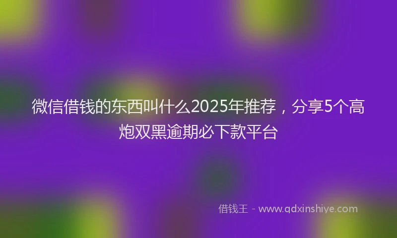 微信借钱的东西叫什么2025年推荐，分享5个高炮双黑逾期必下款平台