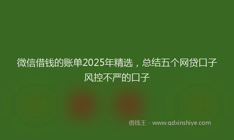微信借钱的账单2025年精选，总结五个网贷口子风控不严的口子