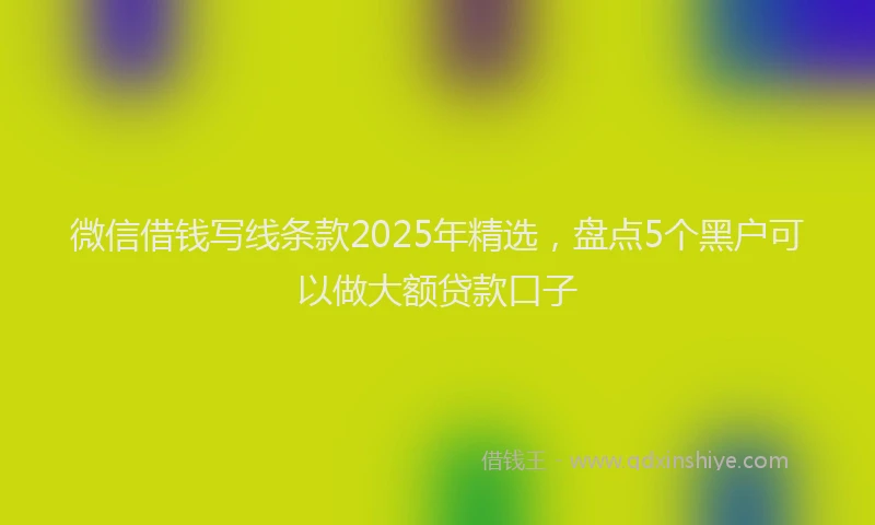 微信借钱写线条款2025年精选，盘点5个黑户可以做大额贷款口子
