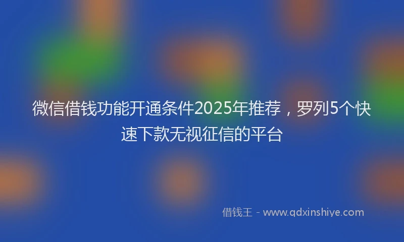 微信借钱功能开通条件2025年推荐，罗列5个快速下款无视征信的平台
