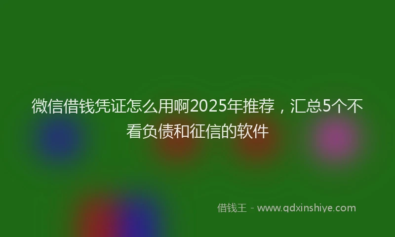 微信借钱凭证怎么用啊2025年推荐，汇总5个不看负债和征信的软件