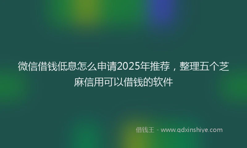 微信借钱低息怎么申请2025年推荐，整理五个芝麻信用可以借钱的软件