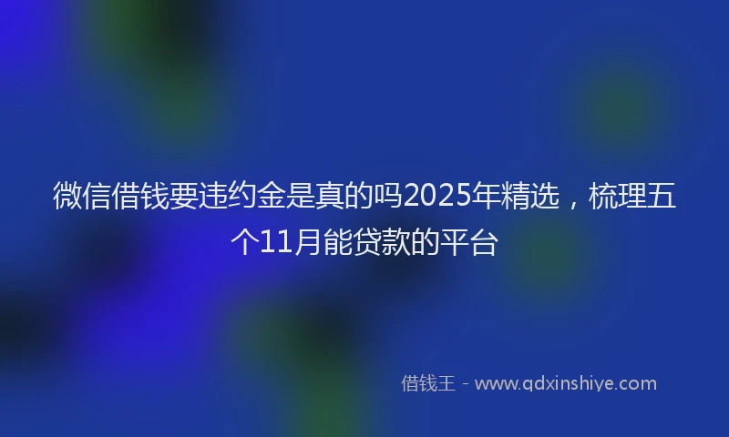 微信借钱要违约金是真的吗2025年精选，梳理五个11月能贷款的平台