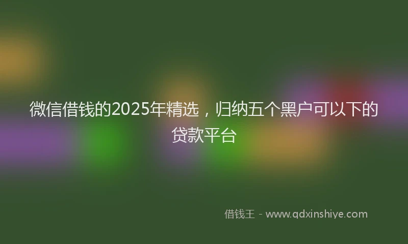 微信借钱的2025年精选，归纳五个黑户可以下的贷款平台