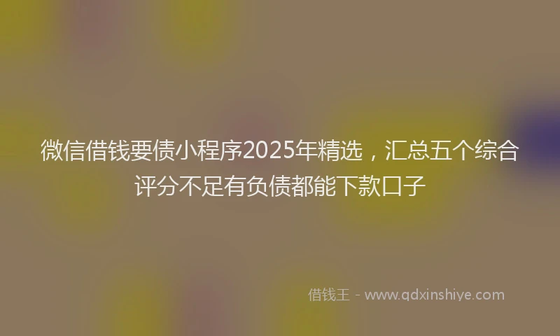 微信借钱要债小程序2025年精选，汇总五个综合评分不足有负债都能下款口子