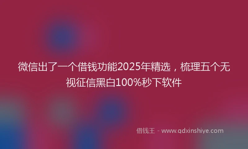 微信出了一个借钱功能2025年精选，梳理五个无视征信黑白100%秒下软件