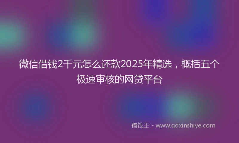 微信借钱2千元怎么还款2025年精选，概括五个极速审核的网贷平台