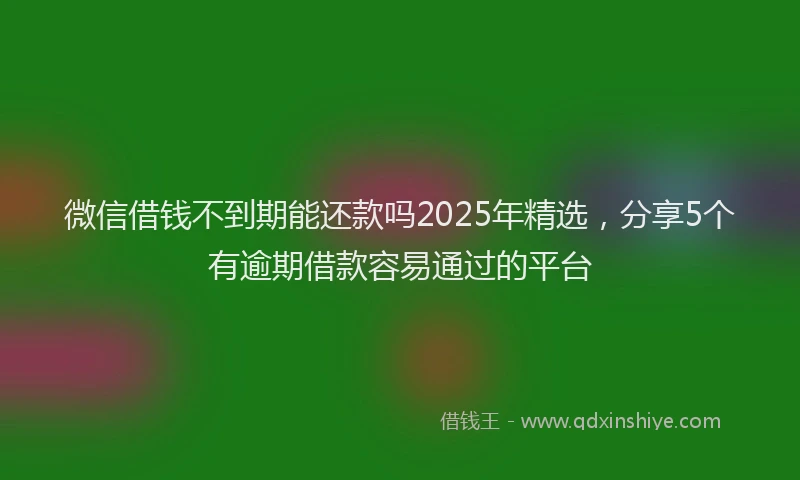 微信借钱不到期能还款吗2025年精选，分享5个有逾期借款容易通过的平台