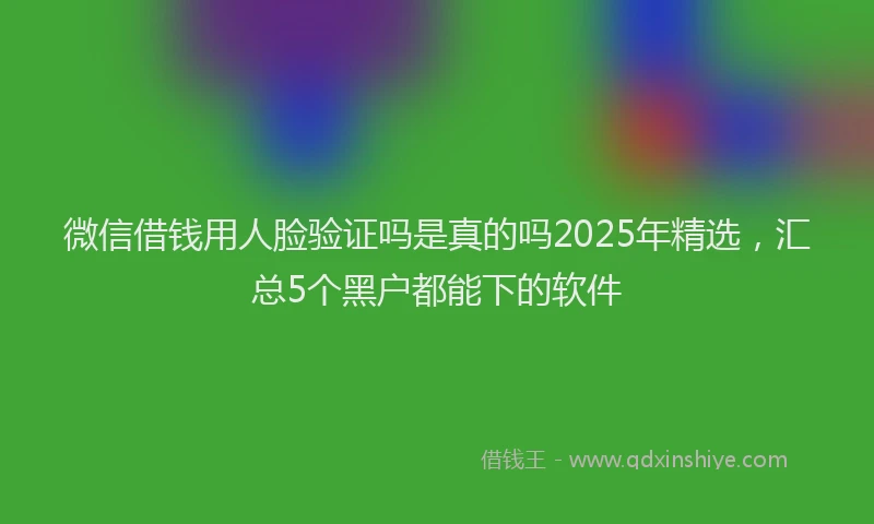 微信借钱用人脸验证吗是真的吗2025年精选，汇总5个黑户都能下的软件