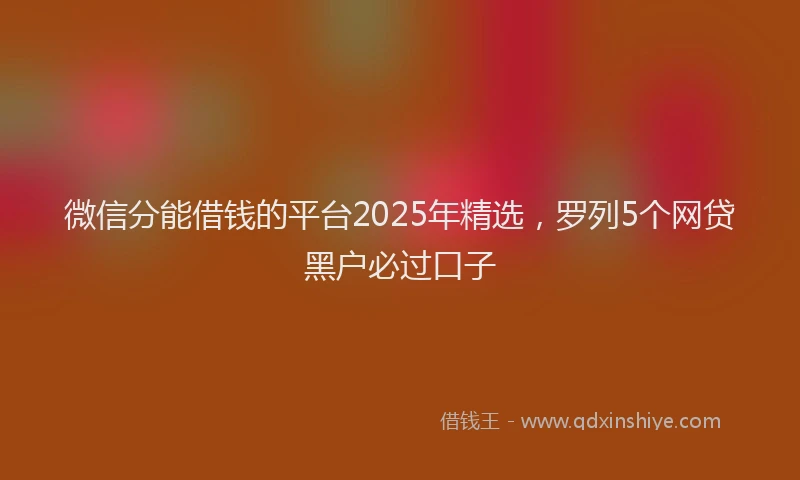 微信分能借钱的平台2025年精选，罗列5个网贷黑户必过口子