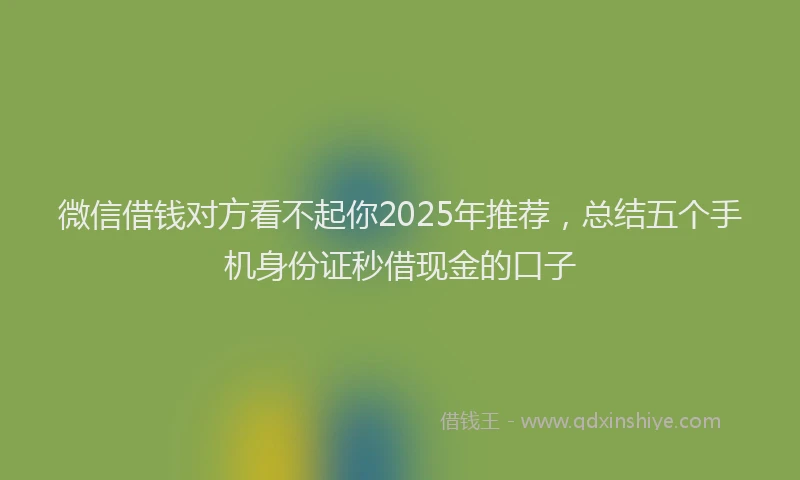 微信借钱对方看不起你2025年推荐，总结五个手机身份证秒借现金的口子