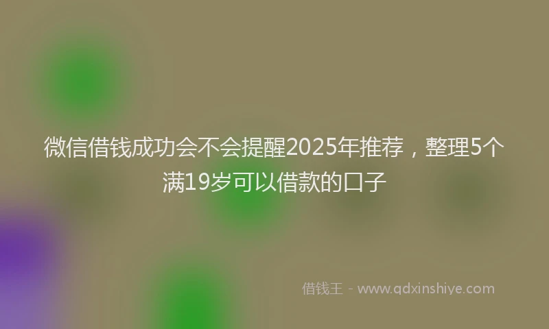 微信借钱成功会不会提醒2025年推荐，整理5个满19岁可以借款的口子