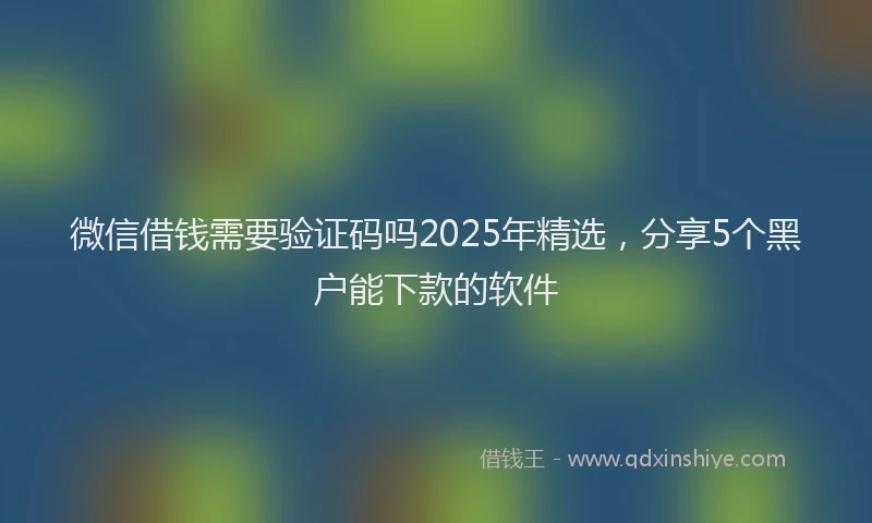 微信借钱需要验证码吗2025年精选，分享5个黑户能下款的软件