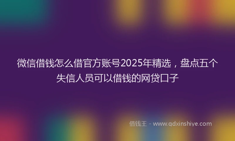微信借钱怎么借官方账号2025年精选，盘点五个失信人员可以借钱的网贷口子