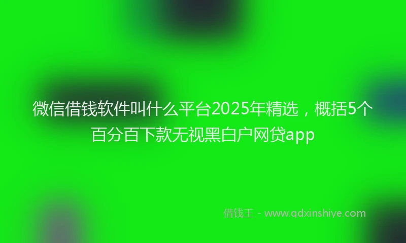 微信借钱软件叫什么平台2025年精选，概括5个百分百下款无视黑白户网贷app