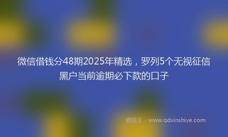 微信借钱分48期2025年精选，罗列5个无视征信黑户当前逾期必下款的口子