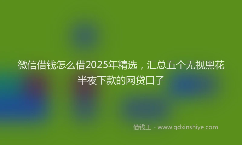微信借钱怎么借2025年精选，汇总五个无视黑花半夜下款的网贷口子