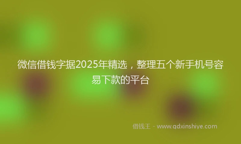 微信借钱字据2025年精选，整理五个新手机号容易下款的平台