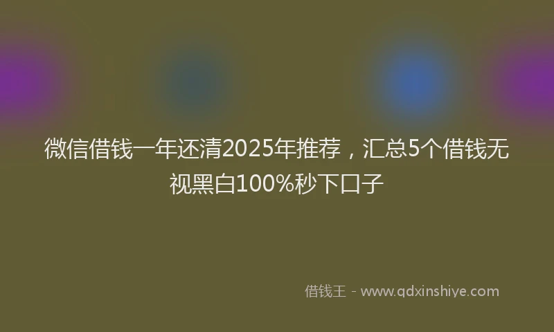 微信借钱一年还清2025年推荐，汇总5个借钱无视黑白100%秒下口子