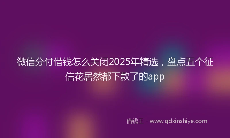 微信分付借钱怎么关闭2025年精选，盘点五个征信花居然都下款了的app