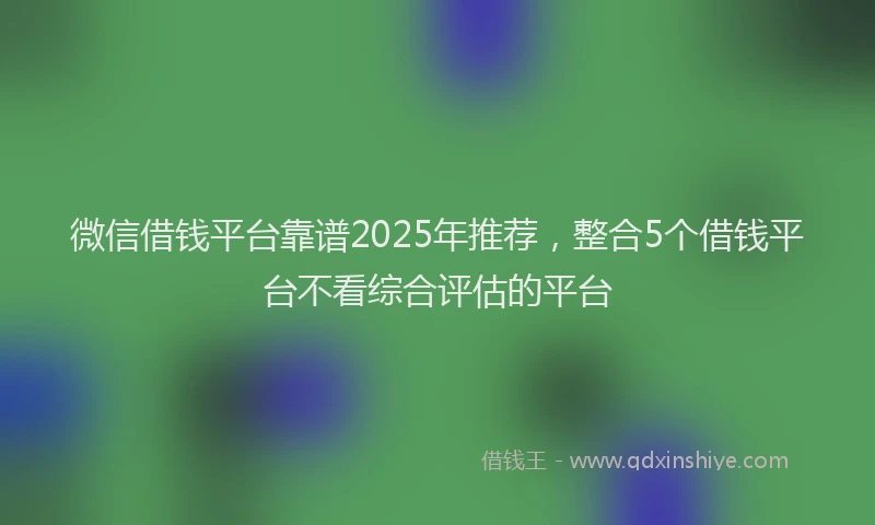 微信借钱平台靠谱2025年推荐，整合5个借钱平台不看综合评估的平台