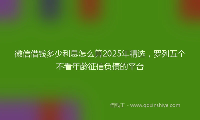微信借钱多少利息怎么算2025年精选，罗列五个不看年龄征信负债的平台