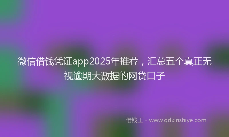 微信借钱凭证app2025年推荐，汇总五个真正无视逾期大数据的网贷口子
