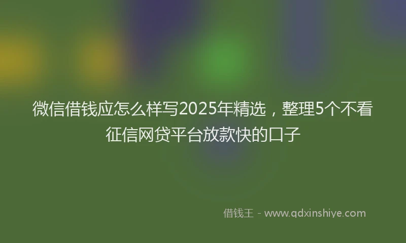 微信借钱应怎么样写2025年精选，整理5个不看征信网贷平台放款快的口子