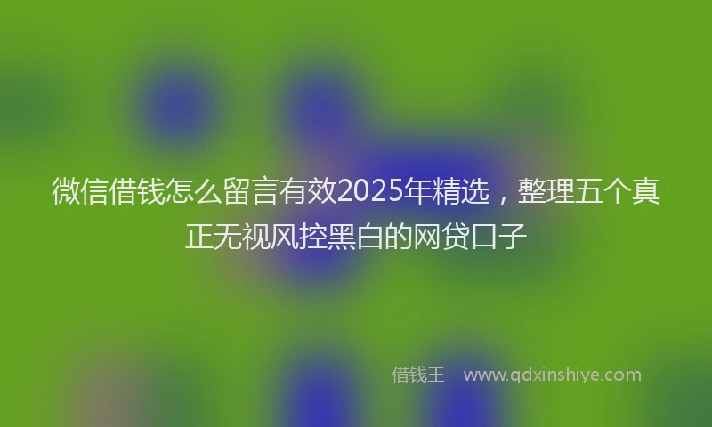 微信借钱怎么留言有效2025年精选，整理五个真正无视风控黑白的网贷口子