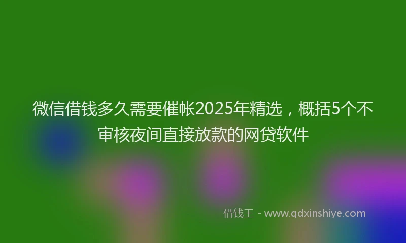 微信借钱多久需要催帐2025年精选，概括5个不审核夜间直接放款的网贷软件