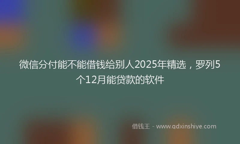 微信分付能不能借钱给别人2025年精选，罗列5个12月能贷款的软件