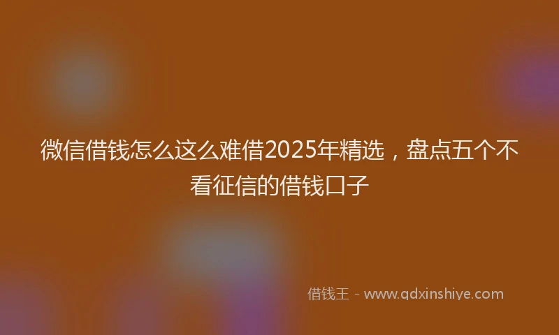 微信借钱怎么这么难借2025年精选，盘点五个不看征信的借钱口子