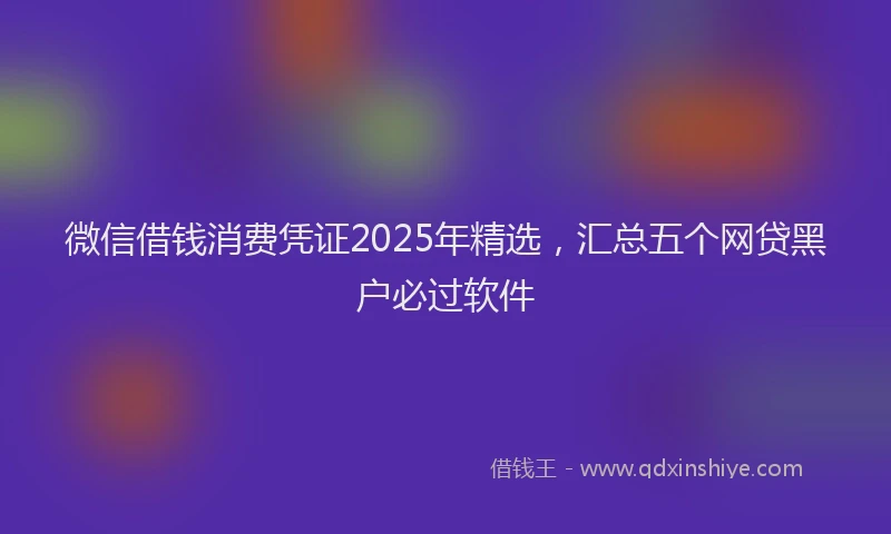 微信借钱消费凭证2025年精选，汇总五个网贷黑户必过软件