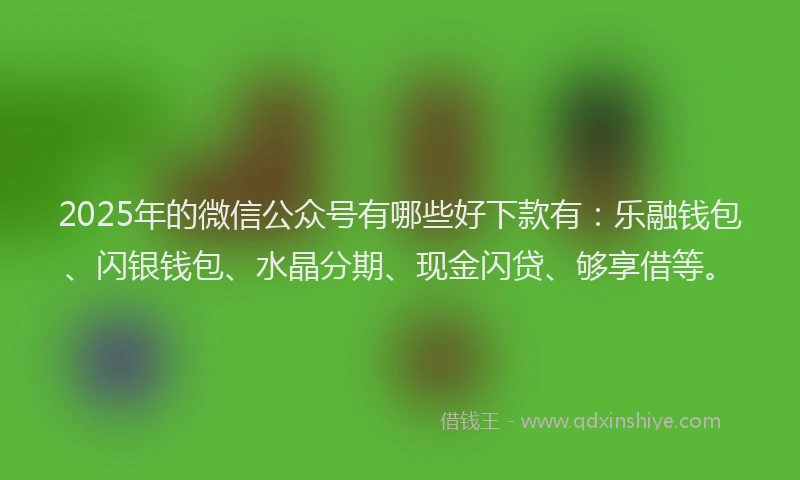 2025年的微信公众号有哪些好下款有：乐融钱包、闪银钱包、水晶分期、现金闪贷、够享借等。