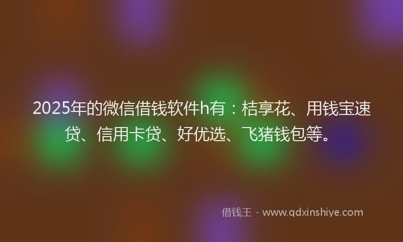 2025年的微信借钱软件h有：桔享花、用钱宝速贷、信用卡贷、好优选、飞猪钱包等。