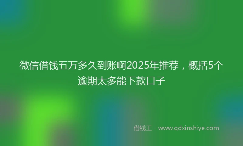 微信借钱五万多久到账啊2025年推荐，概括5个逾期太多能下款口子