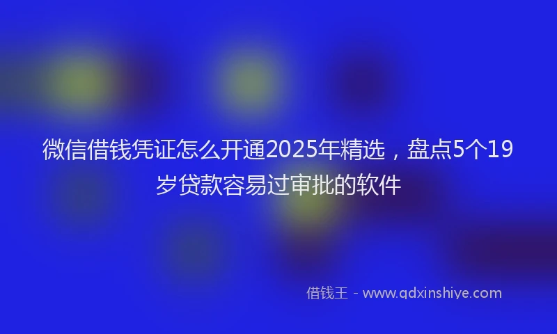 微信借钱凭证怎么开通2025年精选，盘点5个19岁贷款容易过审批的软件
