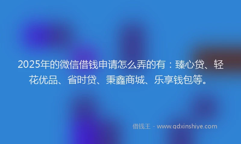 2025年的微信借钱申请怎么弄的有：臻心贷、轻花优品、省时贷、秉鑫商城、乐享钱包等。
