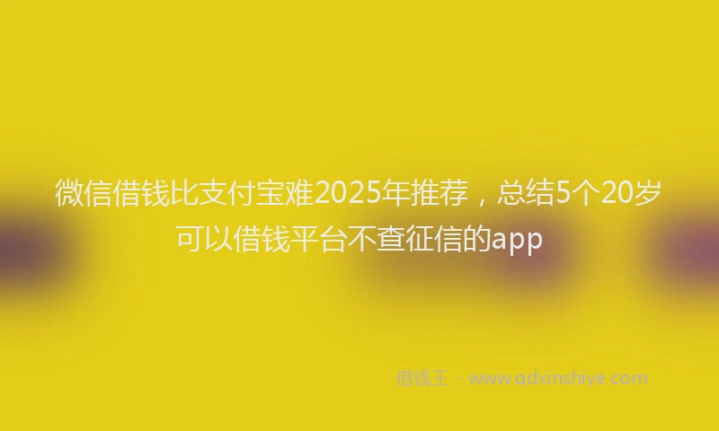 微信借钱比支付宝难2025年推荐，总结5个20岁可以借钱平台不查征信的app