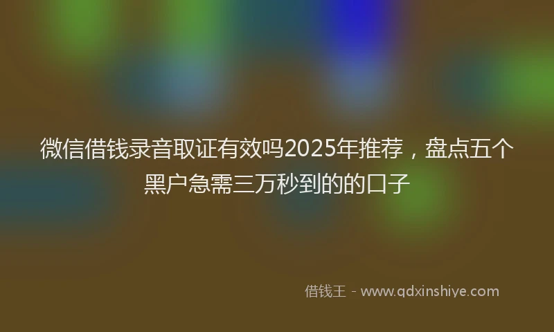 微信借钱录音取证有效吗2025年推荐，盘点五个黑户急需三万秒到的的口子