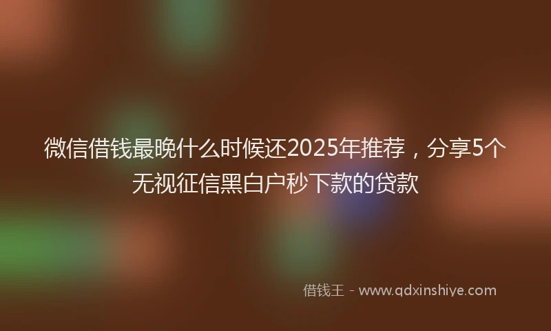 微信借钱最晚什么时候还2025年推荐，分享5个无视征信黑白户秒下款的贷款