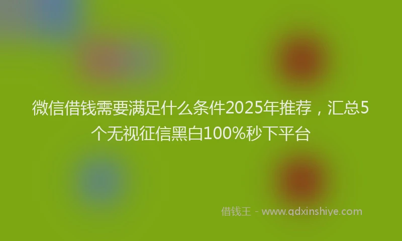 微信借钱需要满足什么条件2025年推荐，汇总5个无视征信黑白100%秒下平台