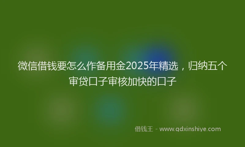 微信借钱要怎么作备用金2025年精选，归纳五个审贷口子审核加快的口子