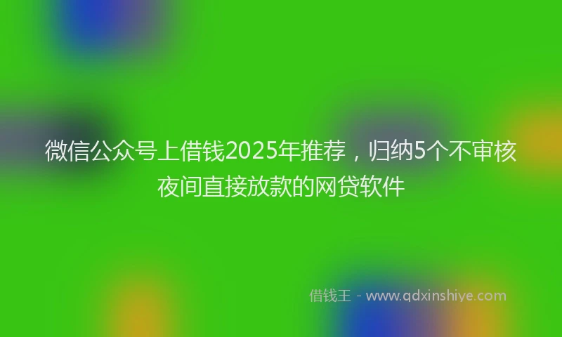微信公众号上借钱2025年推荐，归纳5个不审核夜间直接放款的网贷软件