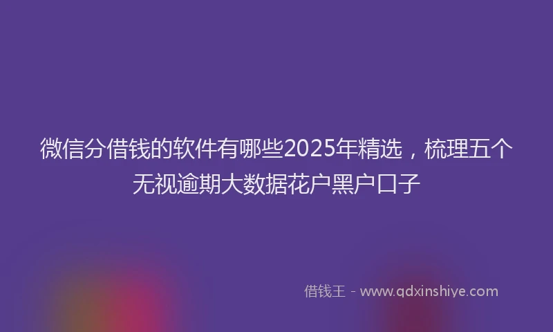 微信分借钱的软件有哪些2025年精选，梳理五个无视逾期大数据花户黑户口子