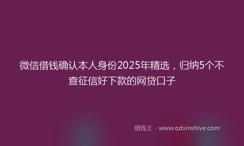 微信借钱确认本人身份2025年精选，归纳5个不查征信好下款的网贷口子