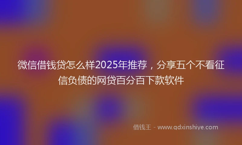 微信借钱贷怎么样2025年推荐，分享五个不看征信负债的网贷百分百下款软件