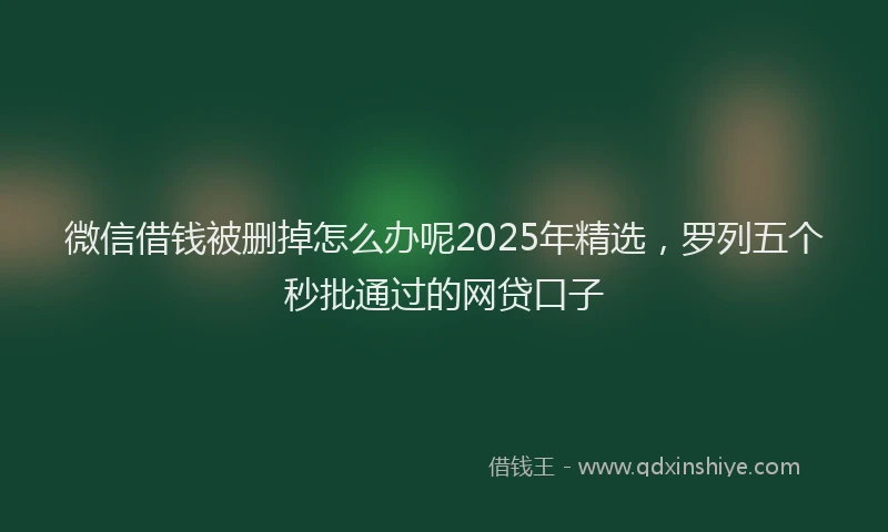 微信借钱被删掉怎么办呢2025年精选，罗列五个秒批通过的网贷口子